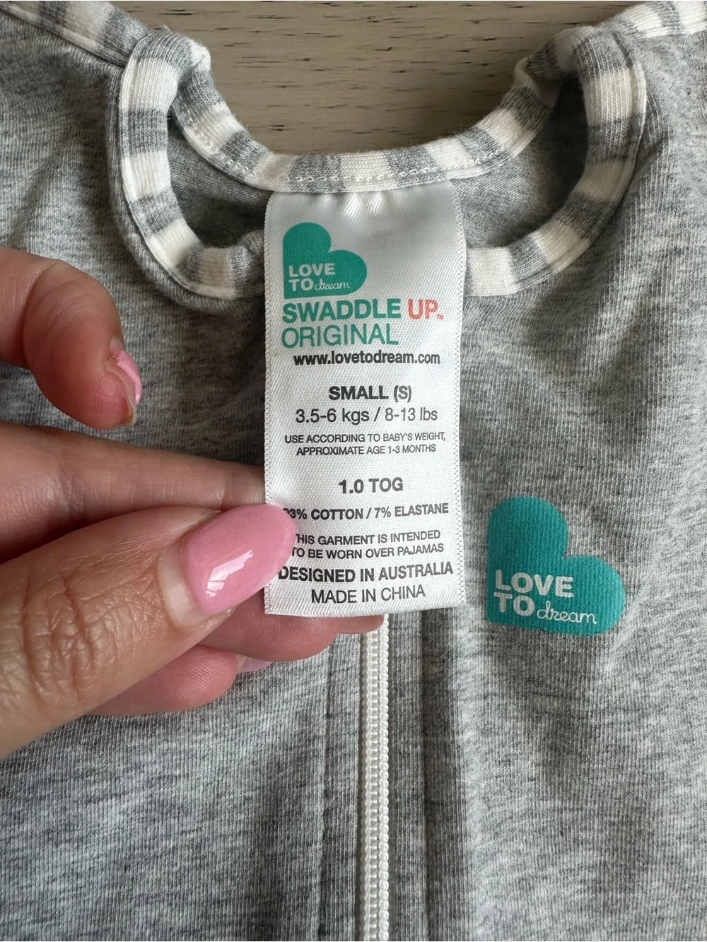 Grey Infant Sleep Sack Swaddle with Front Zip - never used